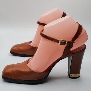 Bullocks square toe strappy 3.75" heel size 8